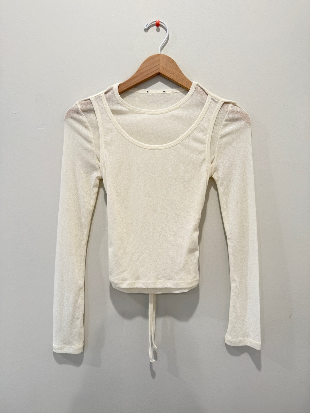 Women’s Cream Mesh Long Sleeve with Layered Tank Top